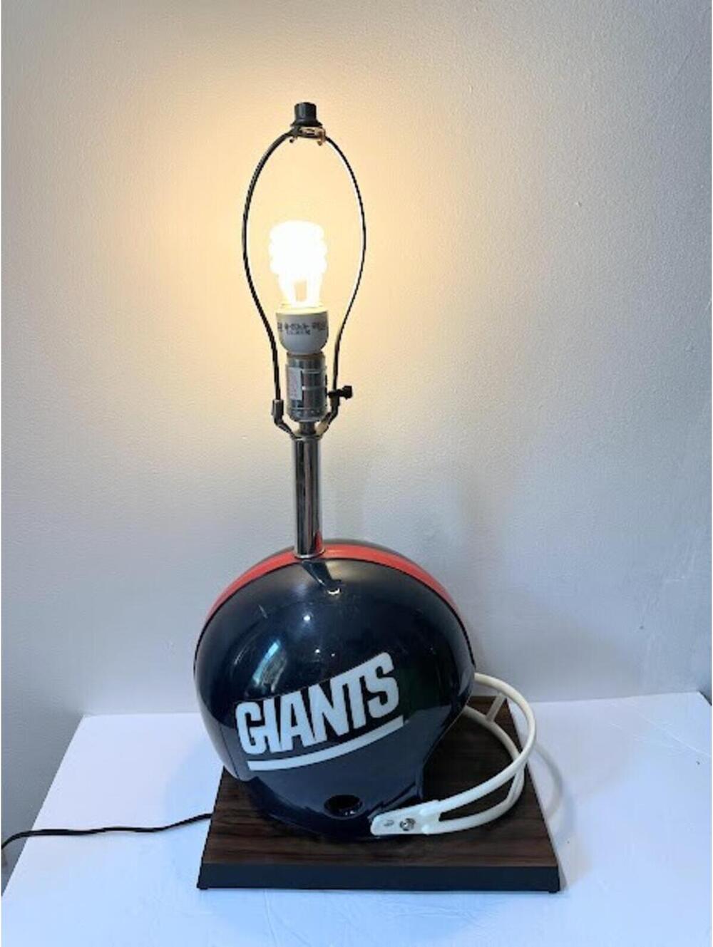 NY Giants NFL Football Helmet Lamp Man Cave Upcycled Vintage